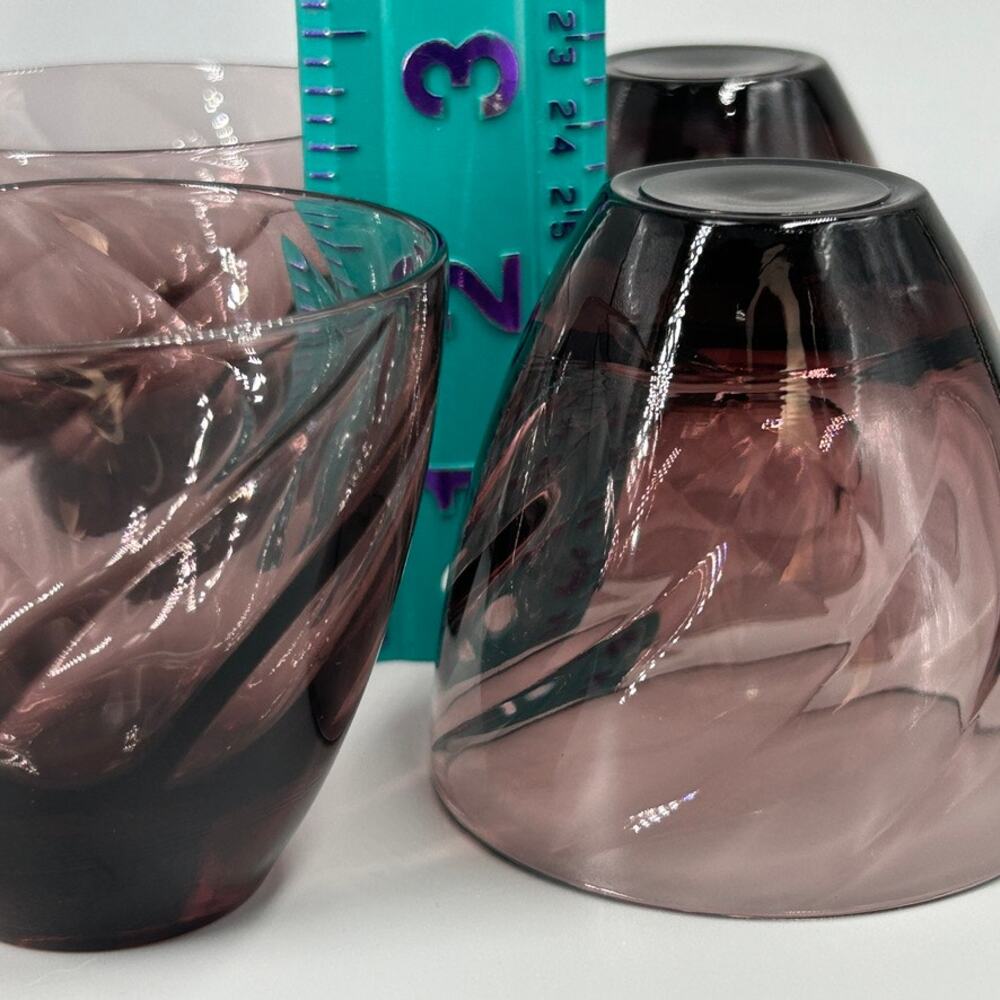Set of 4 Juice Glasses Hazel Atlas Moroccan Amethyst Swirl 2.5” Tall 4oz Vtg 60s